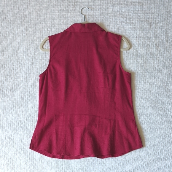 Womens Button Up Linen Tank Top Blouse Sz 10 - Picture 2 of 5
